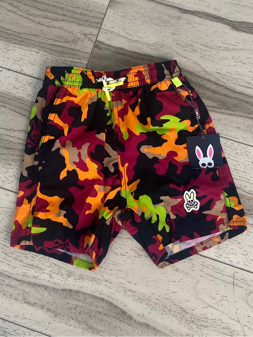 Psycho Bunny Boy’s Vibrant Fluo Camouflage Swim Trunks